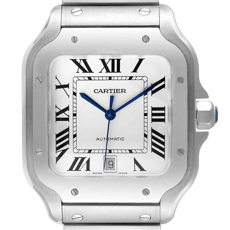 cartier santos silvered opaline dial men's watch wssa0018|santos de cartier manual.